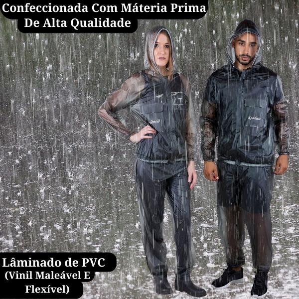 Imagem de Capa De Chuva PVC Resistente Feminina Jaqueta Calça Motoqueira Ciclista