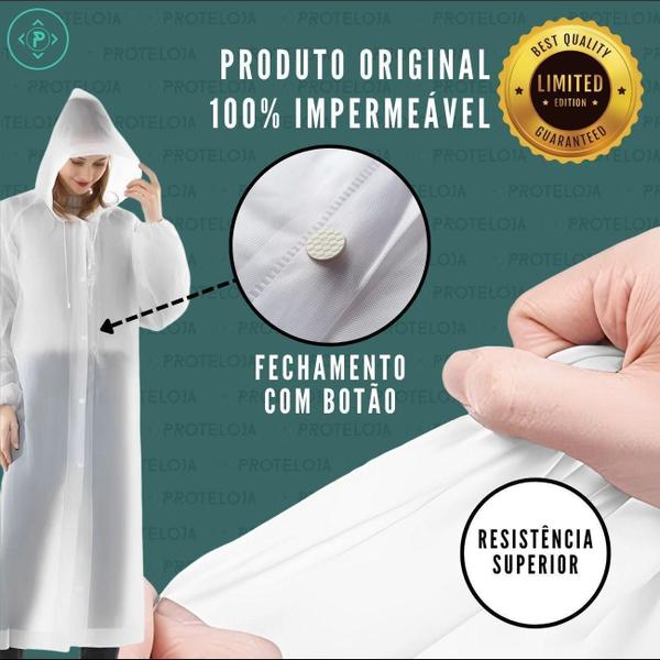 Imagem de Capa De Chuva Reforçada Transparente Resistente Impermeavel