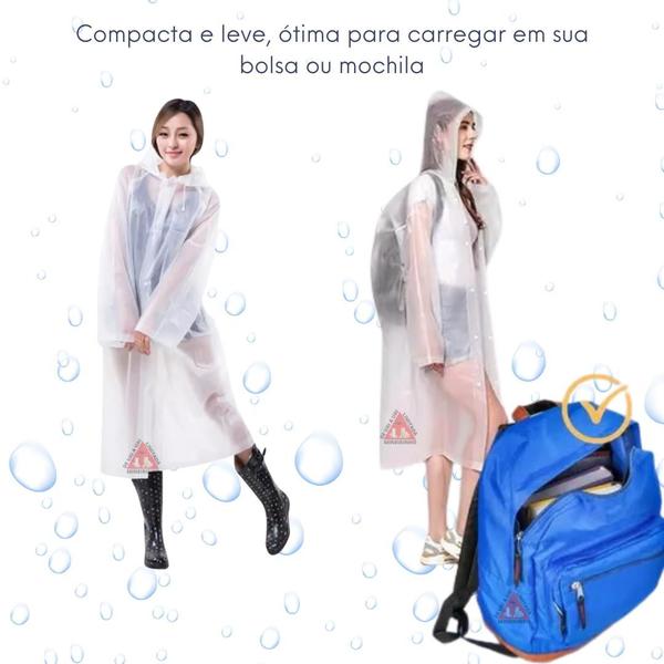 Imagem de Capa De Chuva Transparente Impermeável Grossa Capuz Adulto