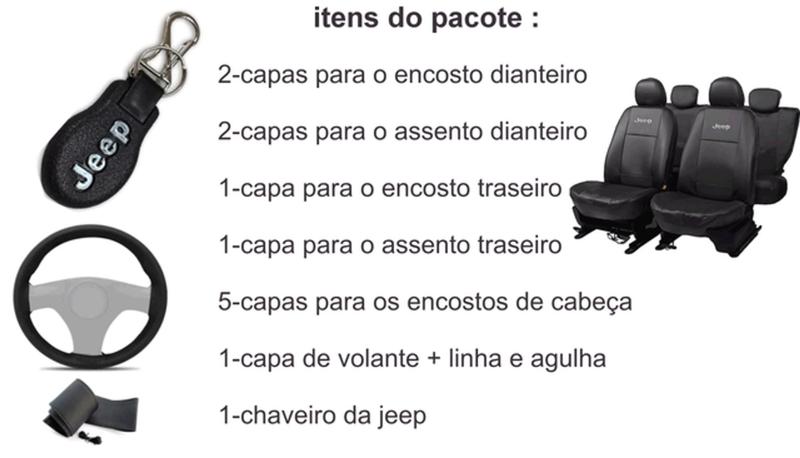 Imagem de Capa de Couro Jeep Compass + Volante e Chaveiro para 2007 até 2010