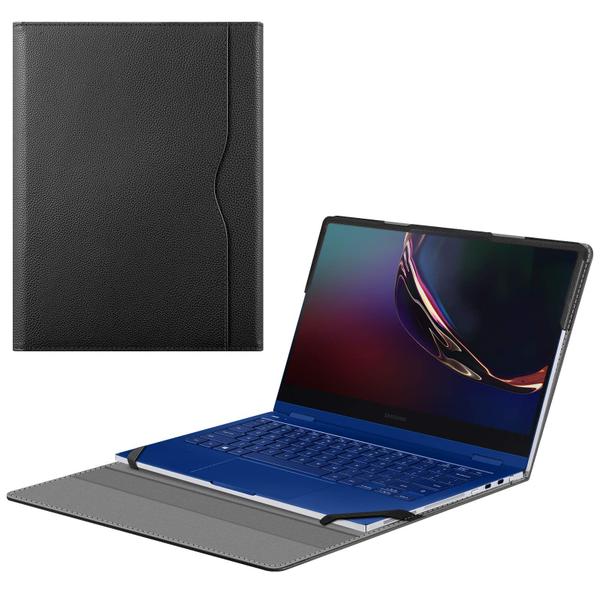 Imagem de Capa de couro preta para Samsung Galaxy Book Flex 13.3 - Não compatível com Galaxy Book Flex Alp