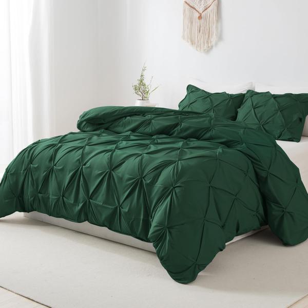 Imagem de Capa de edredon Litanika Dark Emerald Green Queen Pinch Pleat