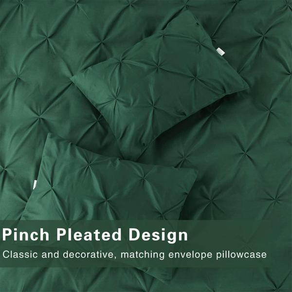 Imagem de Capa de edredon Litanika Dark Green King Pinch Pleat 3 peças