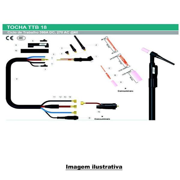 Imagem de Capa De Eletrodo Tig Longa P/ Tochas Tig Ttb 17/18/26 Balmer