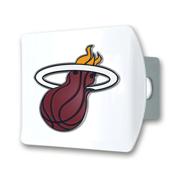 Imagem de Capa de engate FANMATS NBA Miami Heat branca com logotipo cromado