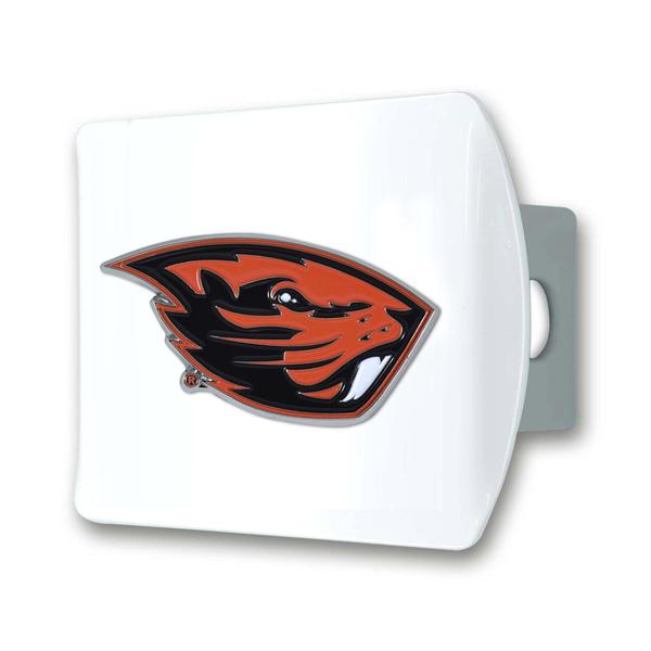 Imagem de Capa de engate FANMATS Oregon State University branca com logotipo 3D