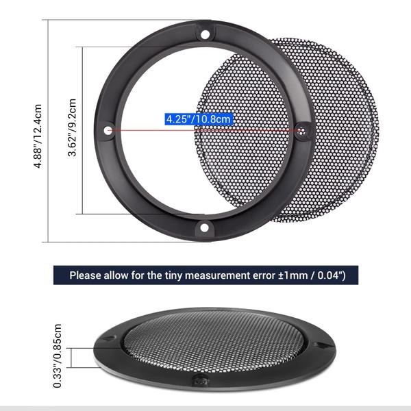 Imagem de Capa de grade de alto-falante Facmogu preta redonda de 4 polegadas, 2 unidades