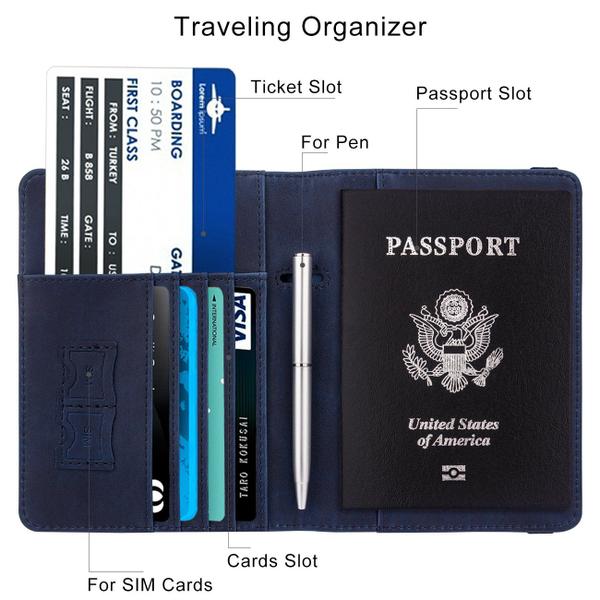 Imagem de Capa de Passaporte com RFID de Viagem - Features: Walnew