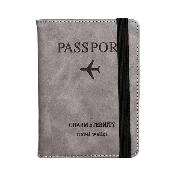 Capa de Passaporte de Couro PU RFID - Unissex, com Porta-Cartões e Proteção Anti-Furto Imagem de Capa de Passaporte de Couro PU RFID - Unissex, com Porta-Cartões e Proteção Anti-Furto