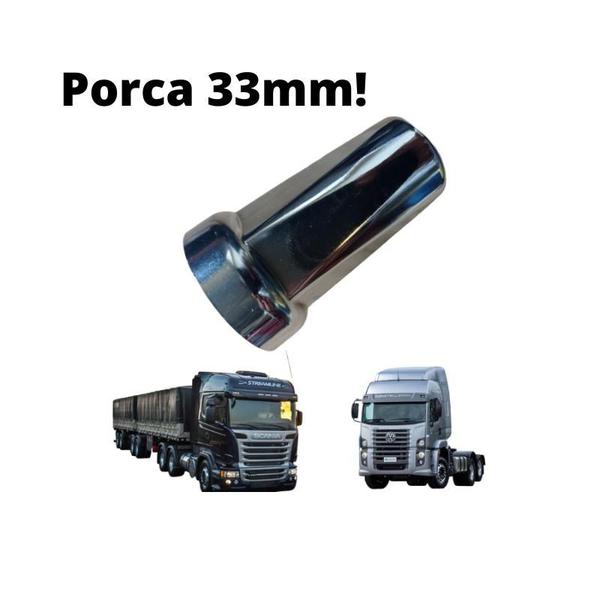 CAPA DE PORCA BELGA 33mm CAMINHÃO E CARRETA - FLASH TRUCK Imagem de CAPA DE PORCA BELGA 33mm CAMINHÃO E CARRETA