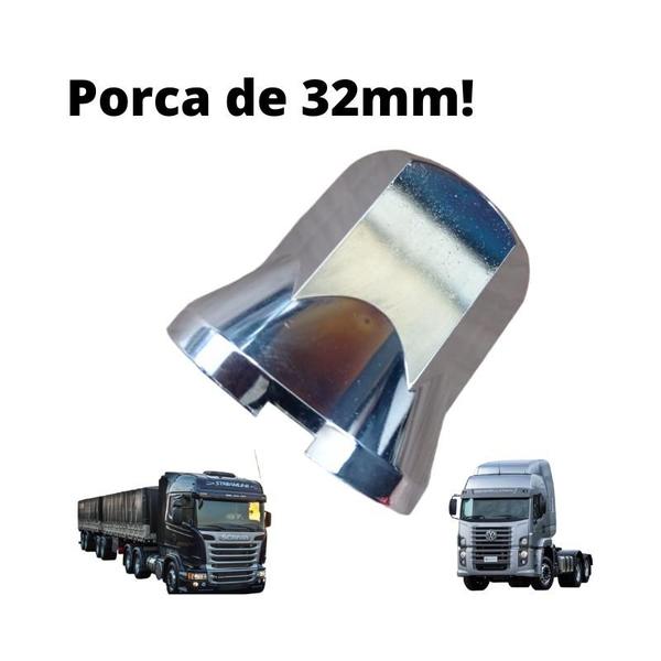 CAPA DE PORCA CROMADA 32mm SEXTAVADA - CAMINHÃO E CARRETA - FLASH TRUCK Imagem de CAPA DE PORCA CROMADA 32mm SEXTAVADA - CAMINHÃO E CARRETA