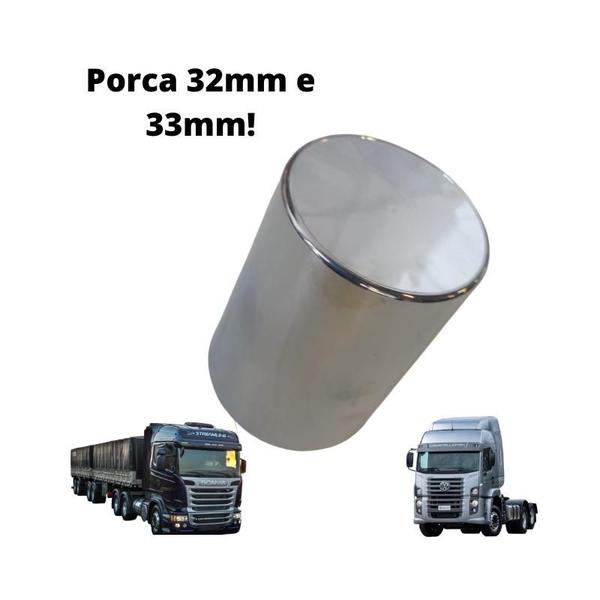Capa De Porca Cromada Boliviana 32/33mm Caminhão E Carreta - FLASH TRUCK Imagem de Capa De Porca Cromada Boliviana 32/33mm Caminhão E Carreta