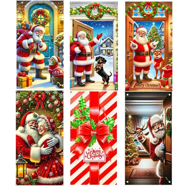 Imagem de Capa de Porta de Natal Papai Noel - 90x180cm - Decoração para Interior e Exterior