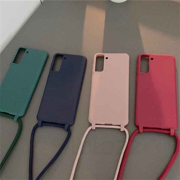 Imagem de Capa de Silicone Fosco para Samsung Galaxy S24/S23/S22/S21/S20/FE/S11/S10/S9 - Alça Crossbody