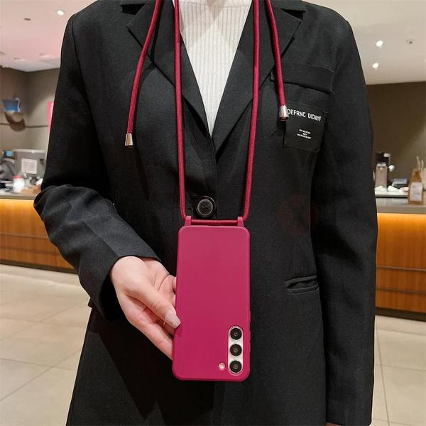 Imagem de Capa de Silicone Fosco para Samsung Galaxy S24/S23/S22/S21/S20/FE/S11/S10/S9 - Alça Crossbody