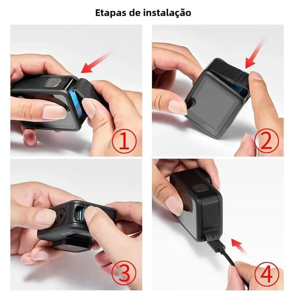 Imagem de Capa de Silicone Preta para GoPro Hero 12/11/10/9 com Protetor de Tela de Vidro Temperado