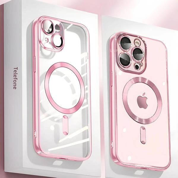 Imagem de Capa de Silicone Rosa Transparente com MagSafe para iPhone 15/14/13/12/11 Pro Max