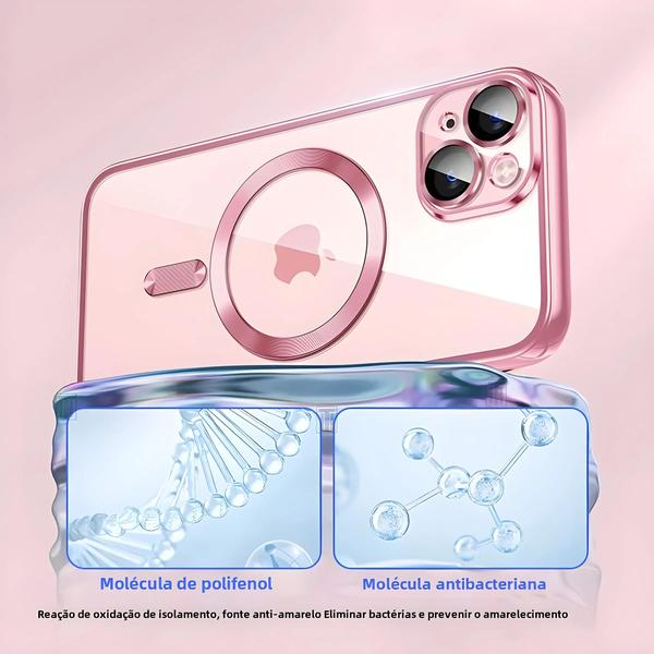 Imagem de Capa de Silicone Rosa Transparente com MagSafe para iPhone 15/14/13/12/11 Pro Max