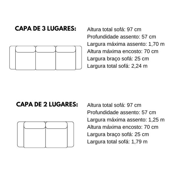 Imagem de Capa de Sofá 2 e 3 Lugares com Fixador Malha Gel Lisa Bella