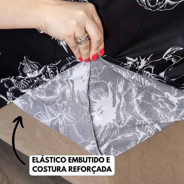 Imagem de Capa De Sofá 3 Lugares Estampada 2,20m Grande Com Fixadores Moderna Malha Gel Helanca Lavável Coladinha Varias Estampas