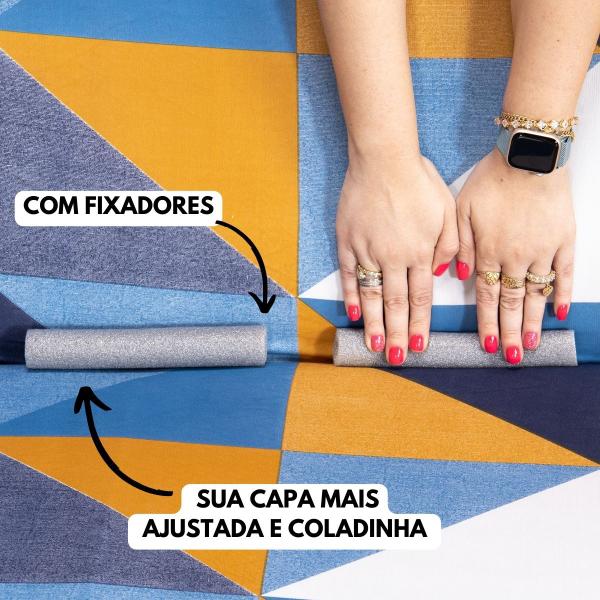 Imagem de Capa De Sofá 4 Lugares Estampada Com Fixadores Moderna Malha Gel Helanca Lavável Coladinha Varias Estampas