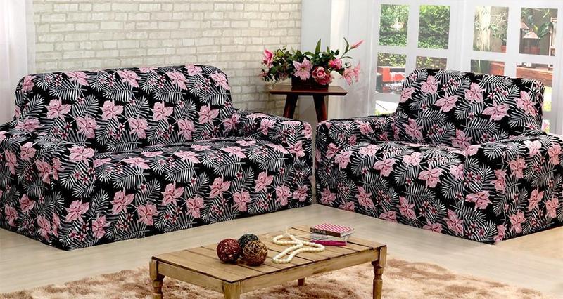 Imagem de Capa De Sofa Adere Floral Rosa 02 E 03 Lugares