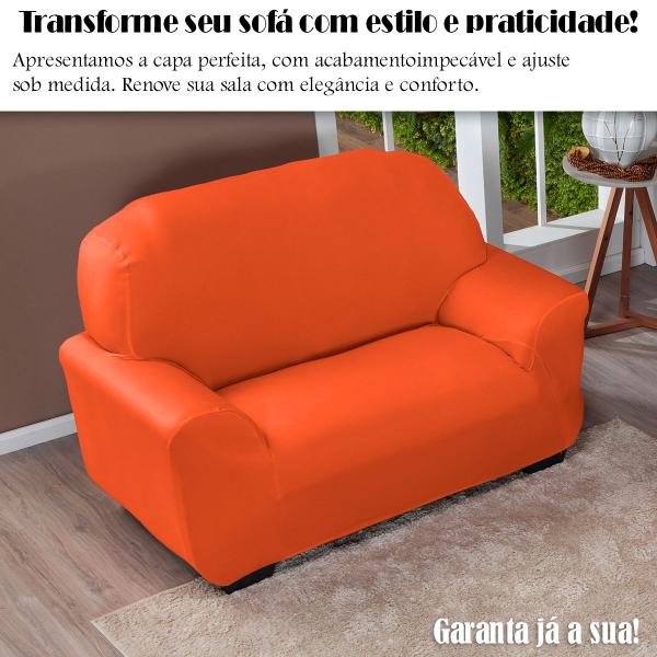 Imagem de Capa De Sofá Avulsa Elasticada 2 Lugares Em Malha Laranja - Shop Casa Nobre