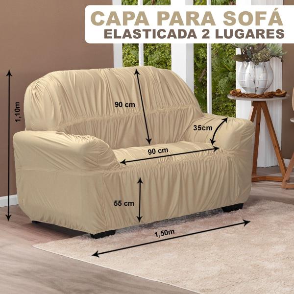 Imagem de Capa De Sofá Avulsa Elasticada 2 Lugares Em Malha Palha - Shop Casa Nobre