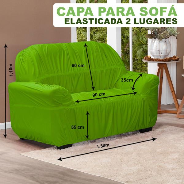 Imagem de Capa De Sofá Avulsa Elasticada 2 Lugares Em Malha Verde Pistache - Shop Casa Nobre