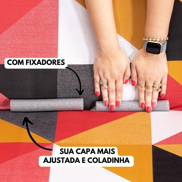 Imagem de Capa de Sofá Coladinha Estampada 2 Lugares com FIxador Costura Resistnete