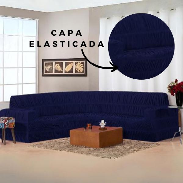 Imagem de Capa De Sofa De Canto 5 Lugares 21 Elasticos Ibitex De Malha Gel Elasticada Grossa Costura Super Reforçada