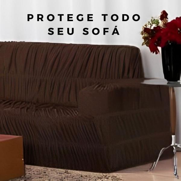 Imagem de Capa De Sofa De Canto 5 Lugares 21 Elasticos Ibitex De Malha Gel Elasticada Grossa Costura Super Reforçada