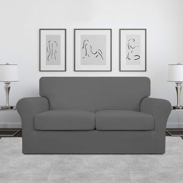 Imagem de Capa de sofá, elástica e fácil de usar para Loveseat, cinza