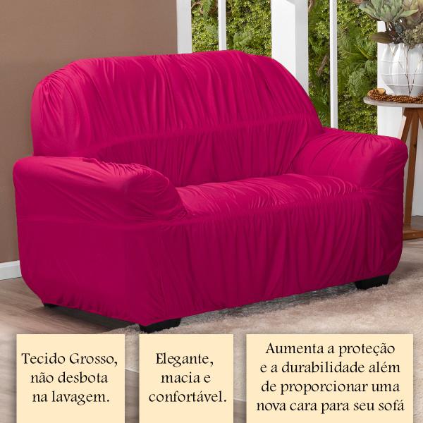 Imagem de Capa De Sofá Elasticada Avulsa 2 Lugares King Pink