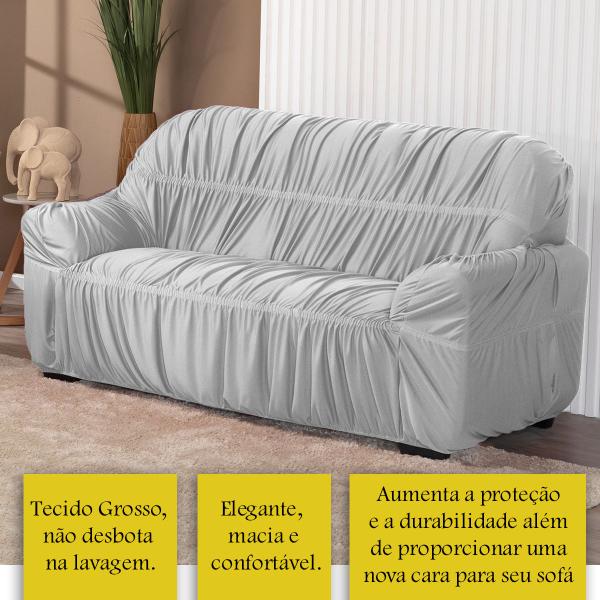 Imagem de Capa De Sofá Elasticada Malha 3 Lugares Avulsa Branco- Shop Casa Nobre