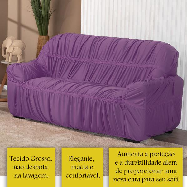 Imagem de Capa De Sofá Elasticada Malha 3 Lugares Avulsa Lilás - Shop Casa Nobre