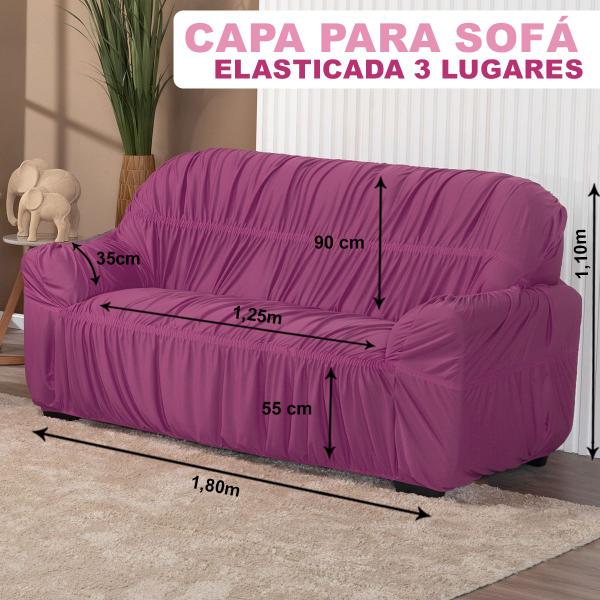 Imagem de Capa De Sofá Elasticada Malha 3 Lugares Avulsa Rosa- Shop Casa Nobre