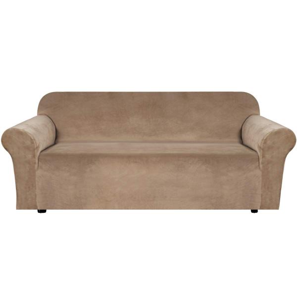 Imagem de Capa de sofá H.VERSAILTEX Stretch Velvet Extra Wide 226-267 cm Camel