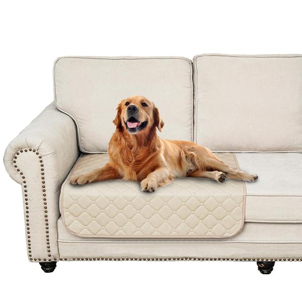 Imagem de Capa de sofá impermeável para cães Ameritex Faux Leather Cream