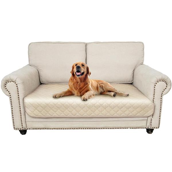 Imagem de Capa de sofá impermeável para cães Ameritex Faux Leather Cream