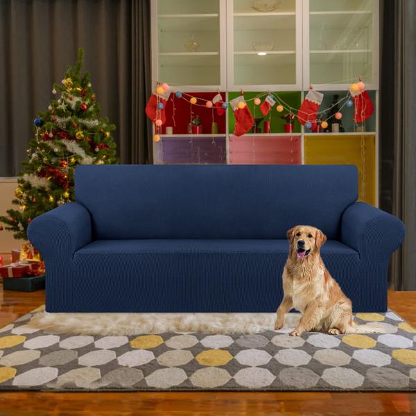 Imagem de Capa de sofá KEKUOU Stretch Couch 3 Cushion 200-240 cm azul marinho