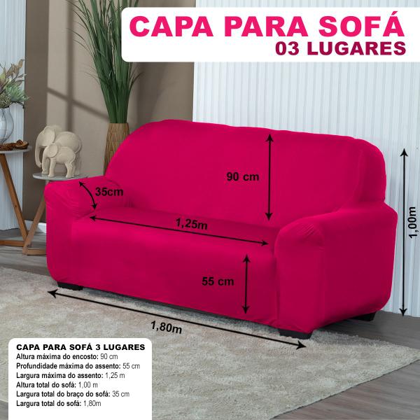 Imagem de Capa De Sofá Lisa Avulsa 3 Lugares Em Malha Pink