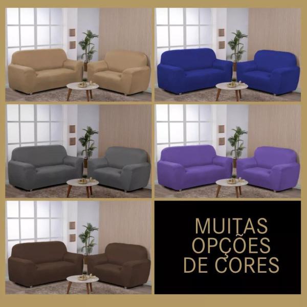 Imagem de Capa De Sofá Lisa Coladinha 2 E 3 Lugares  De Malha Gel Premium Super Resistente + 9 Fixadores Para Forro De Sofa