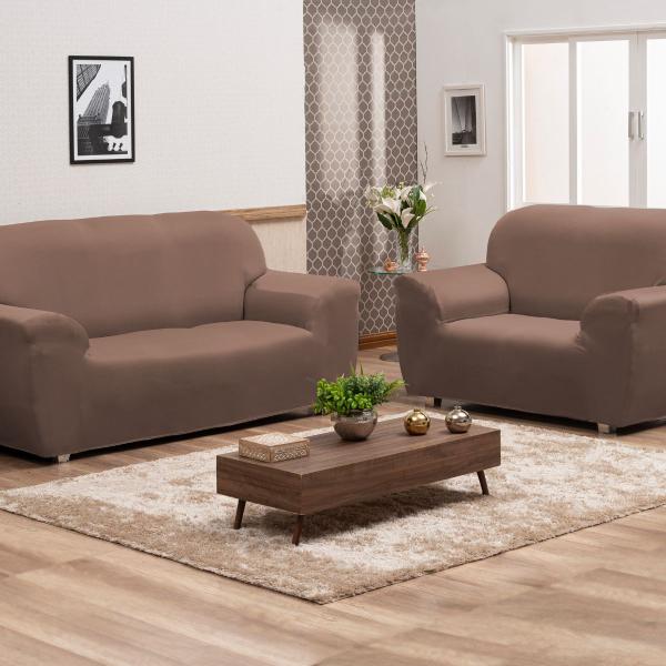 Imagem de Capa de Sofa Moderna 1 Lugar Chocolate Malha Colada Luxo