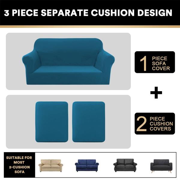 Imagem de Capa de sofá PrinceDeco Stretch 3 peças GG Loveseat Blue