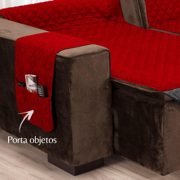 Imagem de Capa de Sofa Retrátil 1,80m Preto e Vermelho Matelada Luxo