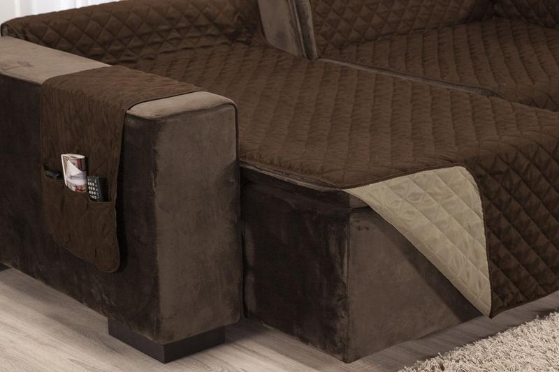 Imagem de Capa de sofa retratil e reclinavel assentos de 1,80m + dupla face + matelado + porta objetos modulos de 90cm cada