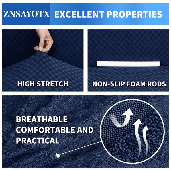 Imagem de Capa de sofá ZNSAYOTX High Stretch Loveseat azul marinho