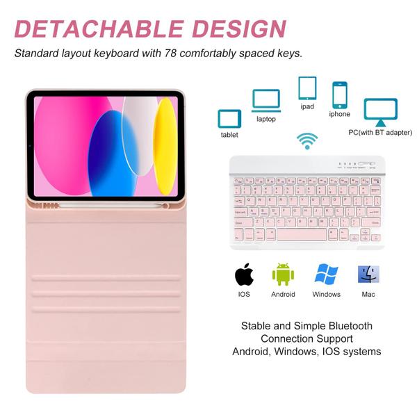 Imagem de Capa de teclado besky para iPad 10ª geração 10.9 2022 com lápis rosa