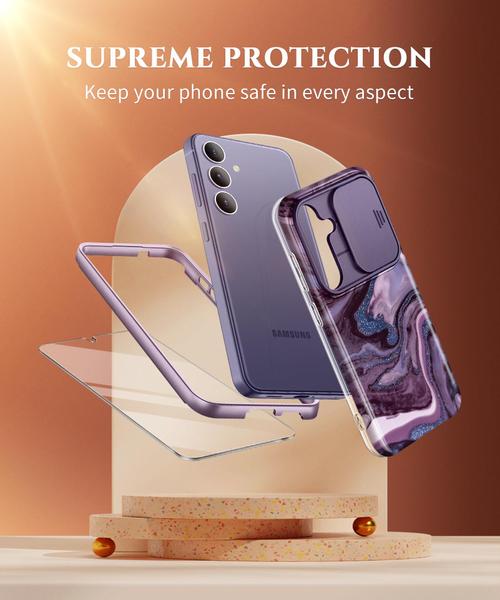 Imagem de Capa de telefone GVIEWIN para Samsung Galaxy S24 com capa de câmera deslizante